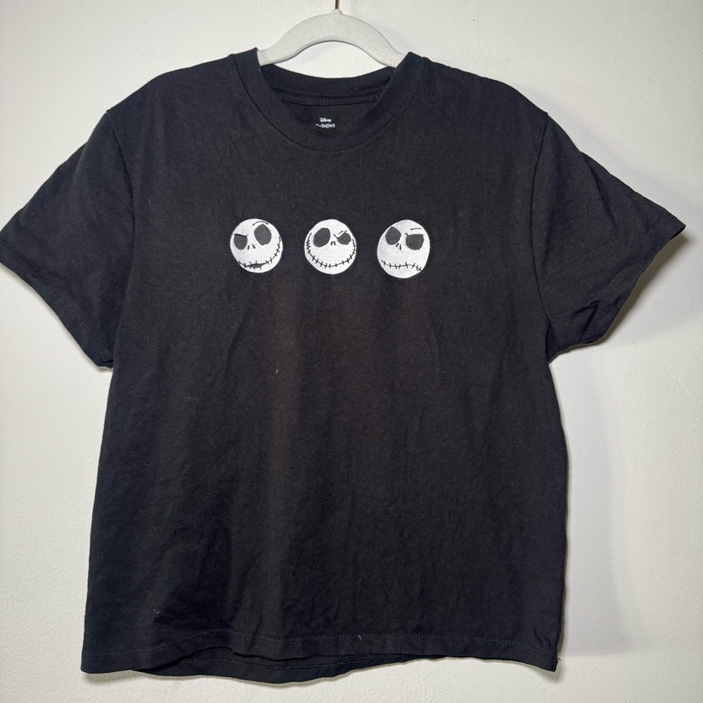 Disney The‎ Nightmare Before Christmas Jack Crop Embroidered Tee Shirt Jr Medium